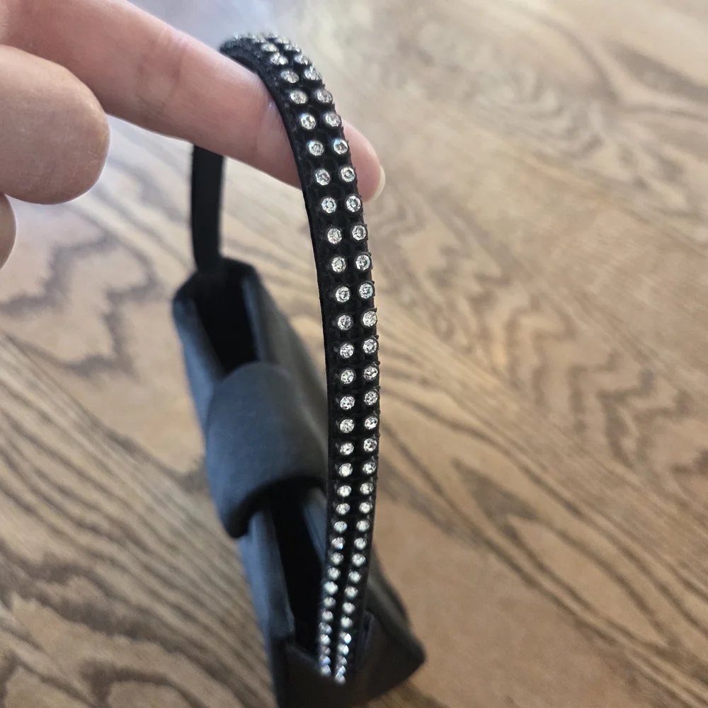 Claire's Black Mini Bag with Embellished Rhinestone Handle